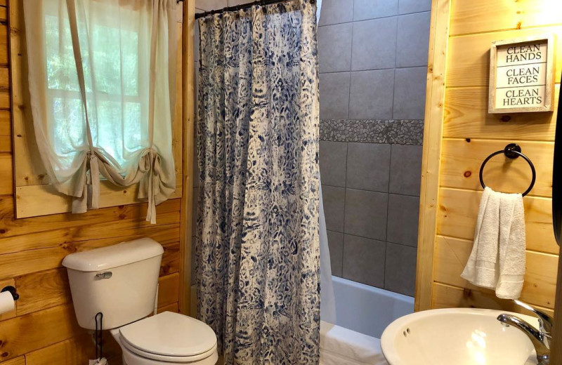 Cabin bathroom at Little Valley Mountain Resort.