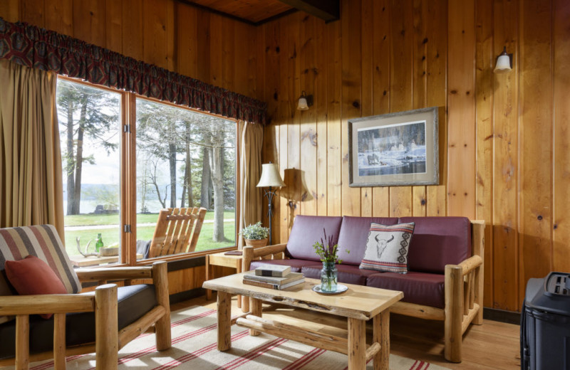 Cabin living room at Averill's Flathead Lake Lodge.