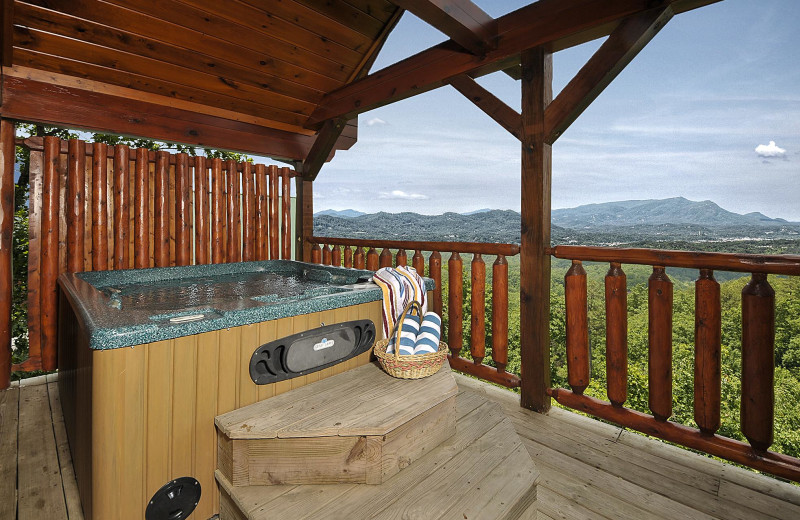 Cabin hot tub at Outrageous Cabins LLC.