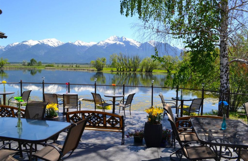 Patio view at Ninepipes Lodge.