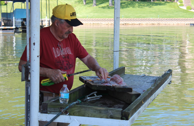 Cleaning fish at Hawks Landing Resort.