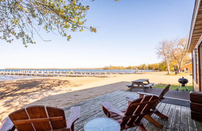 Cabin beach view at Appeldoorn's Sunset Bay Resort.