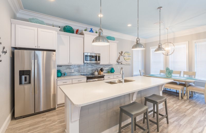 Rental kitchen at Luxury Properties Vacation Rentals.