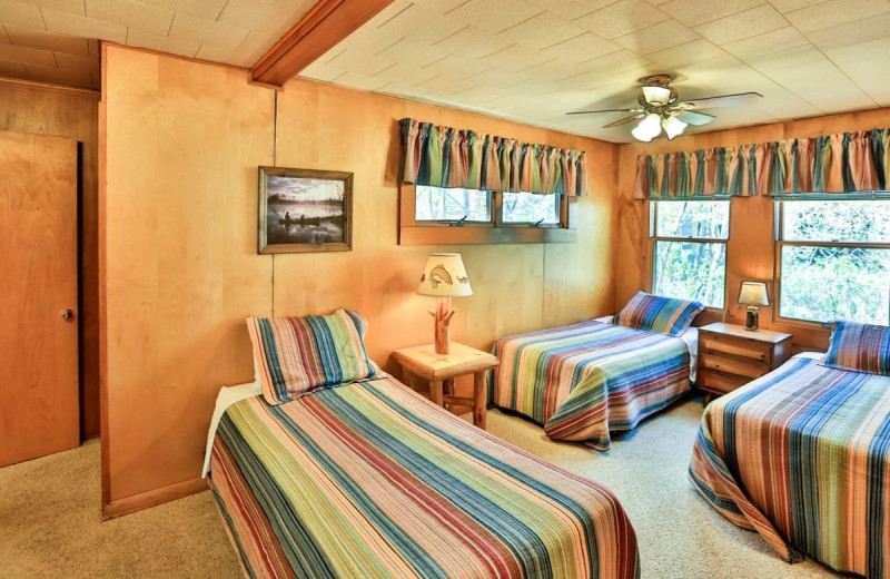 Cabin bedroom at Northern Lights Resort & Outfitting.