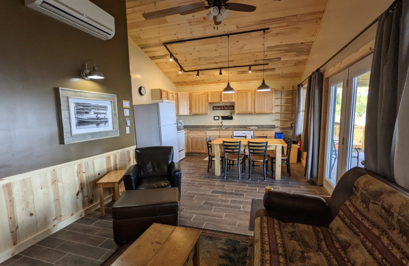 Cabin kitchen at Campfire Bay Resort.