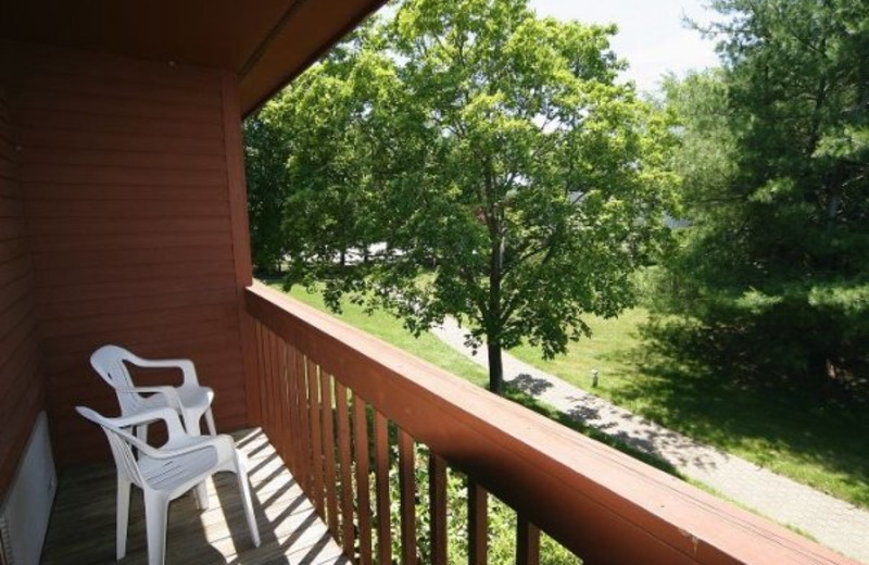 Balcony view at Fireside Inn & Suites at Lake Winnipesaukee.