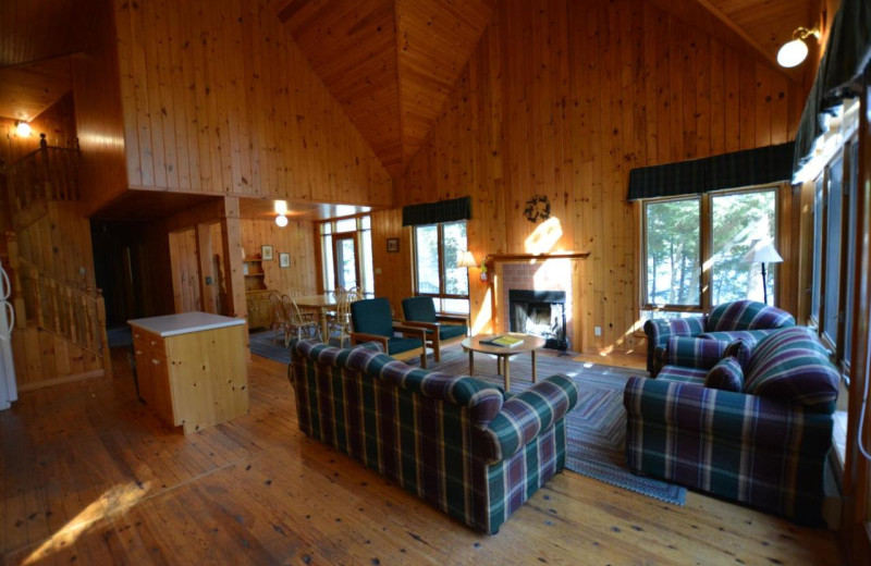Cottage living room at Port Cunnington Lodge & Resort.