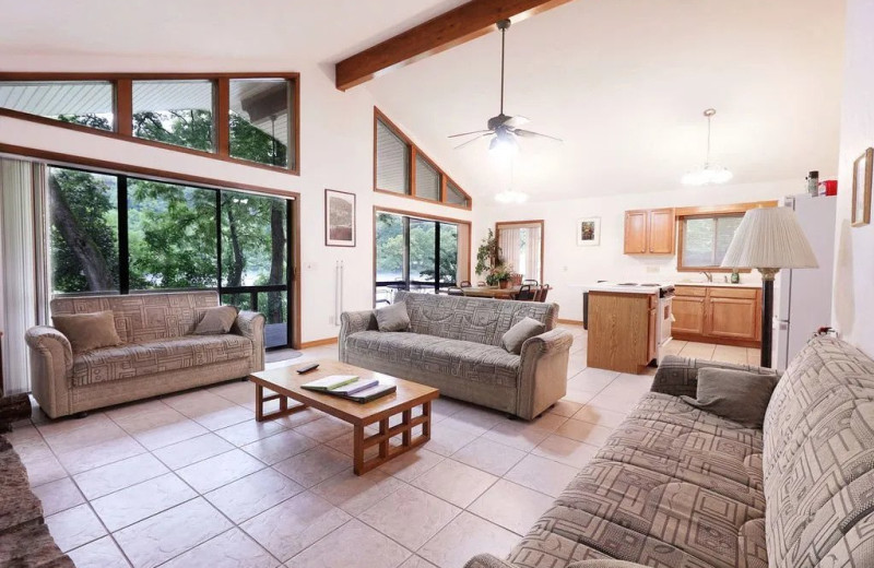 Cabin living room at Newlands Lodge.