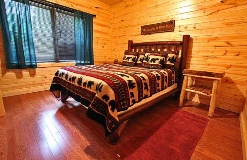 Cabin bedroom at Sautee Resorts.