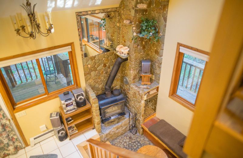 Cabin living room at Door County Cottages.