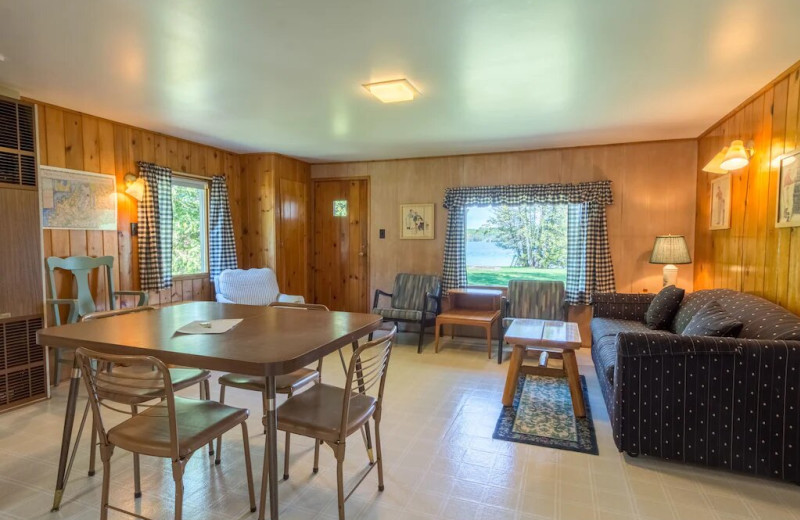 Cottage interior at Fisher's Lakeside Cottages.