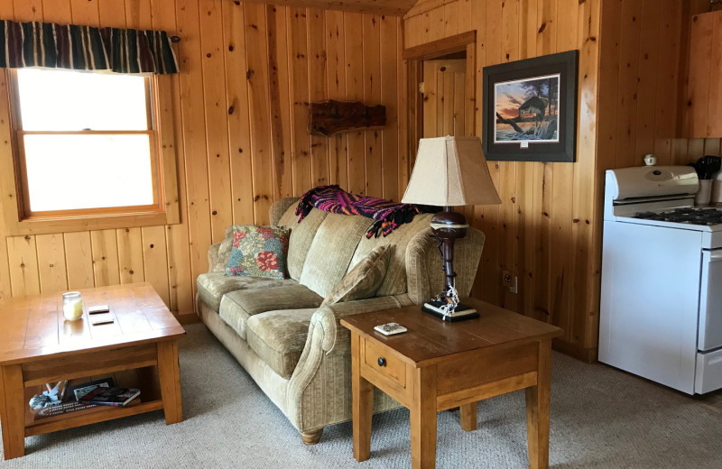 Cabin interior at Rustlewood Resort.