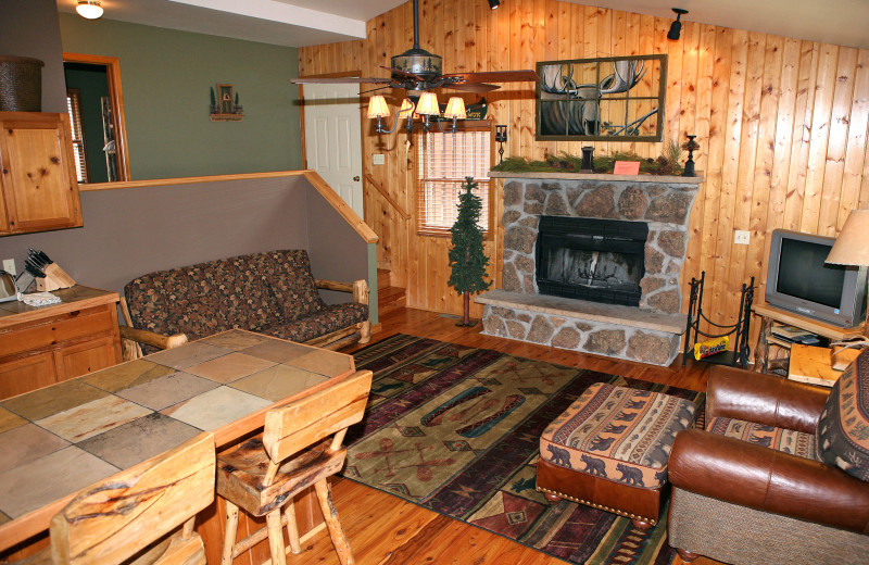 Cottage living room at Lazy R Cottages.