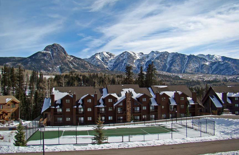 Winter exterior at Cascade Village Condominiums.