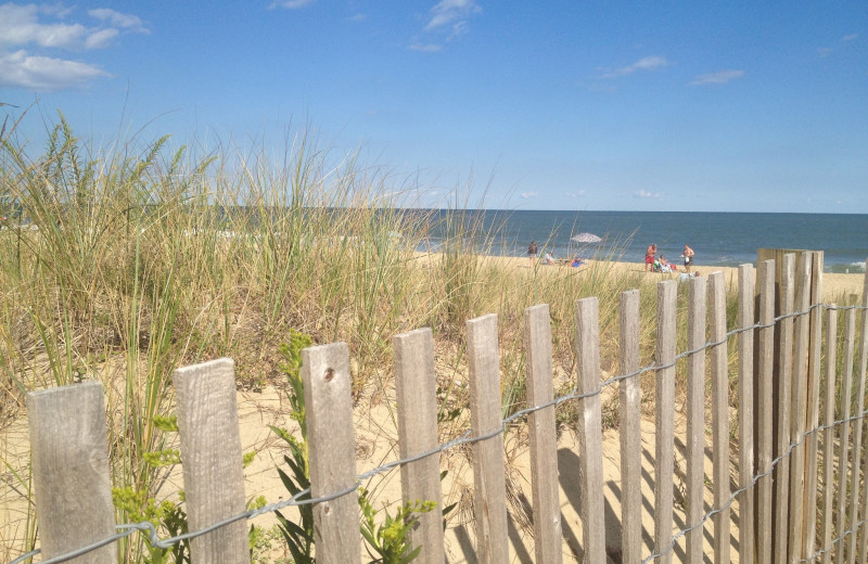 The beach at Hilton Suites Ocean City Oceanfront.