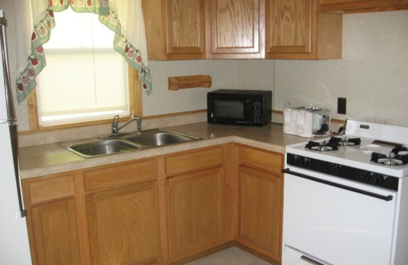 Cabin kitchen at Wil-O-Wood Resort.