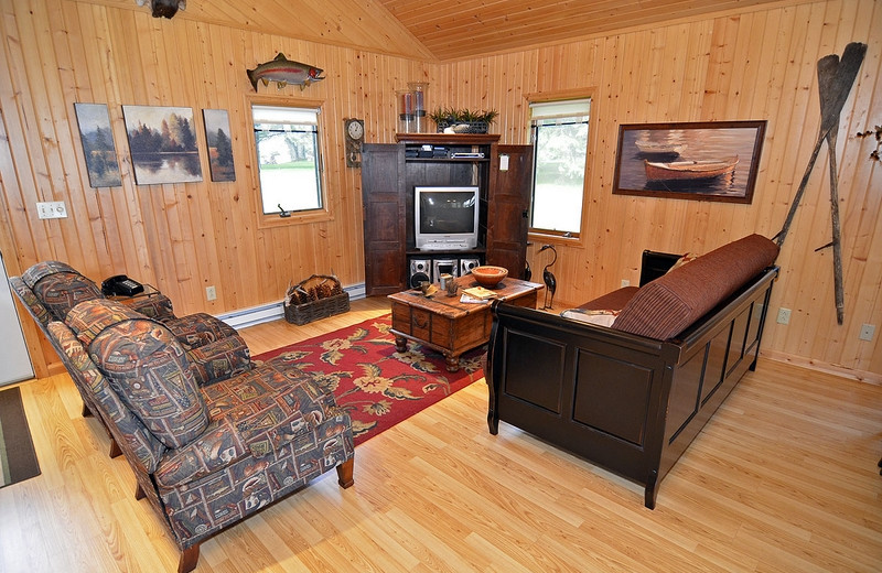 Cabin living room at North Country Vacation Rentals.