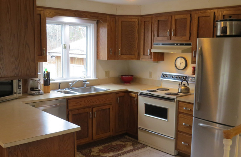 Rental kitchen at Re/Max on Island Vacation Rentals.