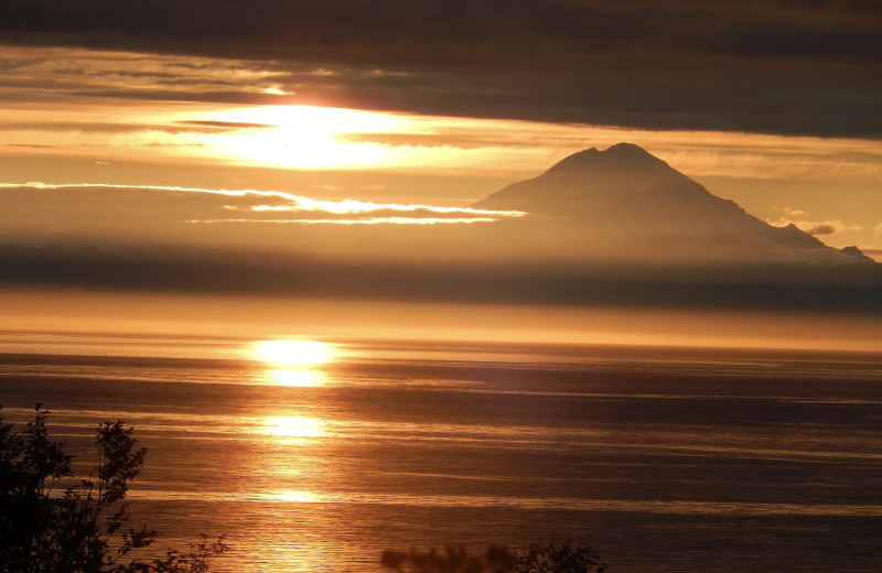 Sunset at Gwin's Lodge & Kenai Peninsula Charter Booking Service.