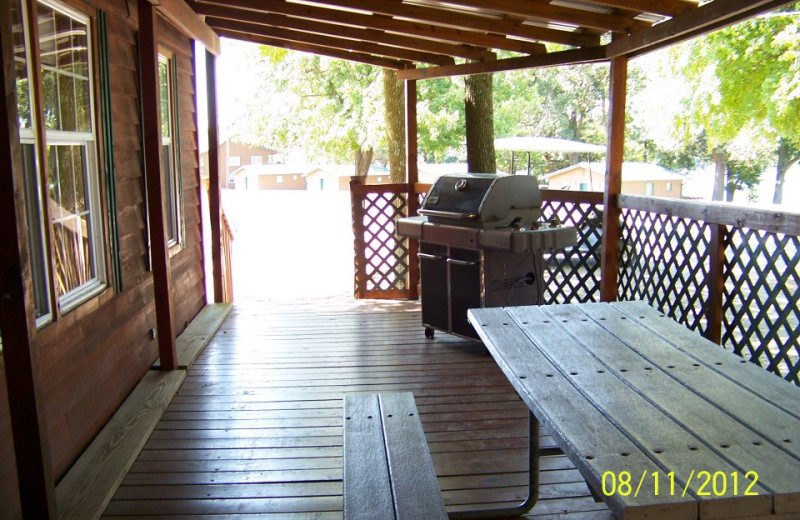 Cabin porch at Prizer Point Marina & Resort.