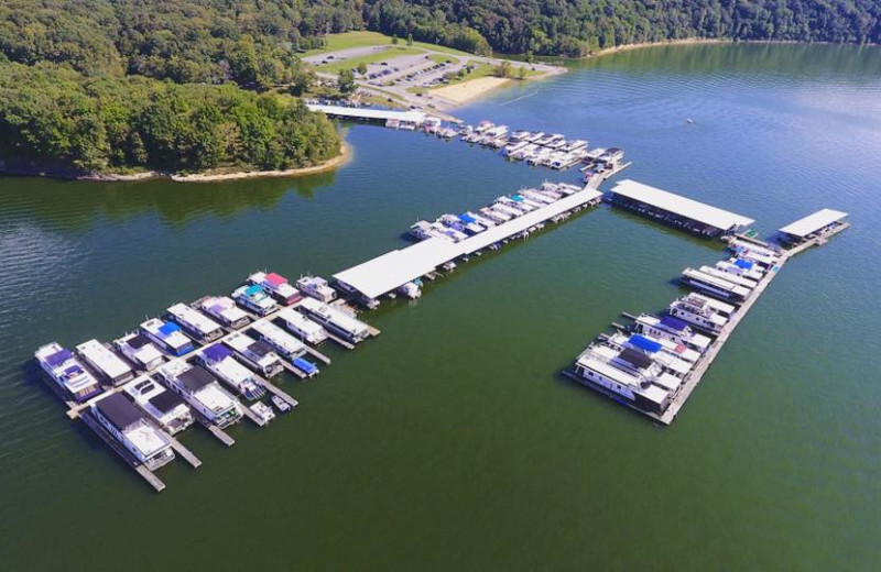 Aerial view of Holmes Bend Resort & Marina.