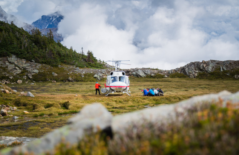 Helicopter at CMH Cariboos Lodge.