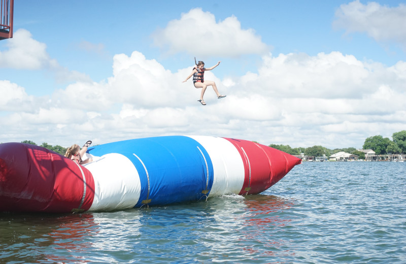 Water trampoline at Camp Champions on Lake LBJ.