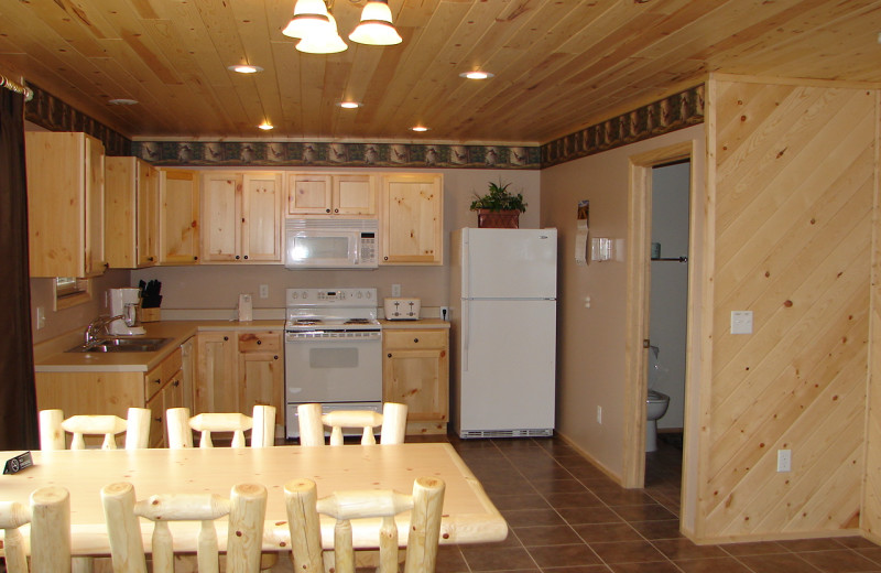 Cabin kitchen at Starck's Tamarack Lodge.