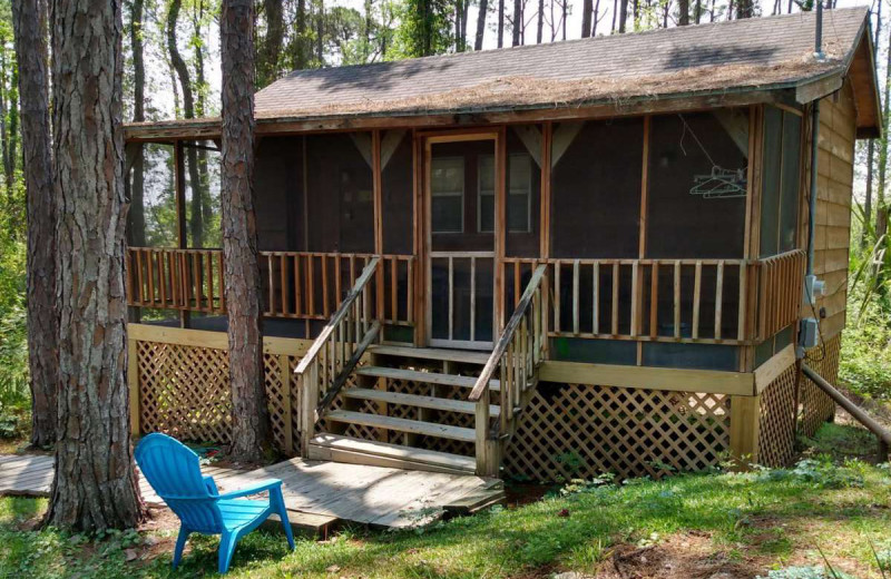 Cabin exterior at Old Saltworks Cabins.