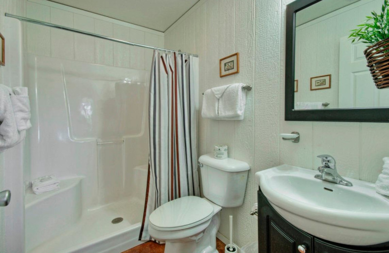 Cabin bathroom at Thunderbird Resort.