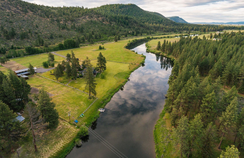 Aerial view of Lonesome Duck Lodge.