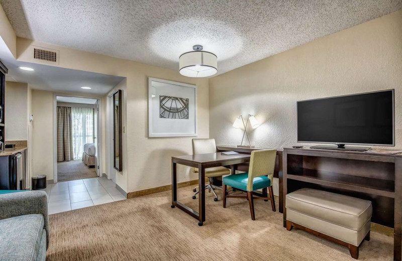 Guest room at Embassy Suites Memphis.