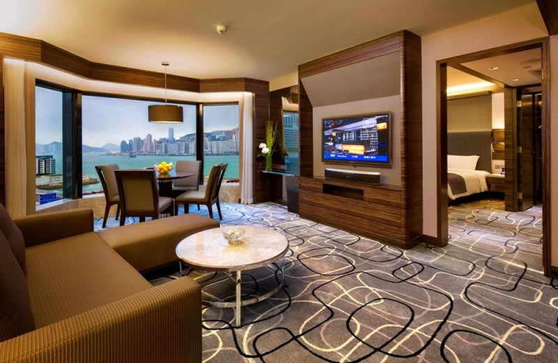 Guest room at New World Millennium Hong Kong Hotel.