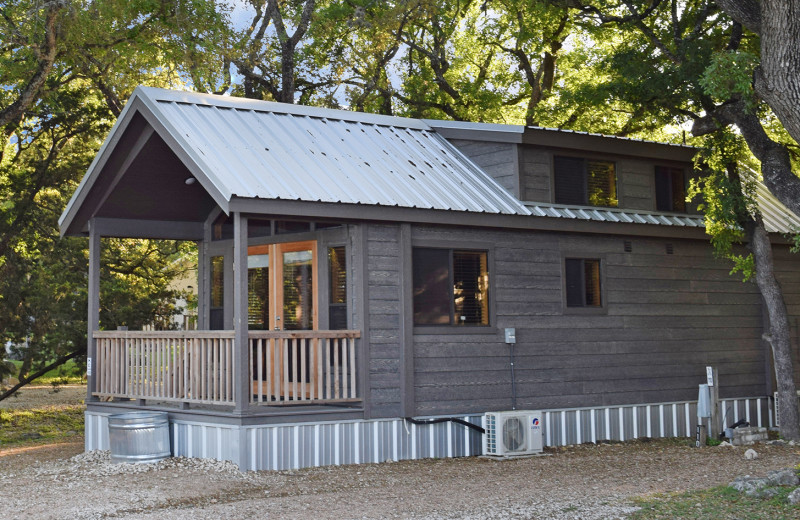 Cabin exterior at Yogi Bear's Jellystone Park Hill Country.