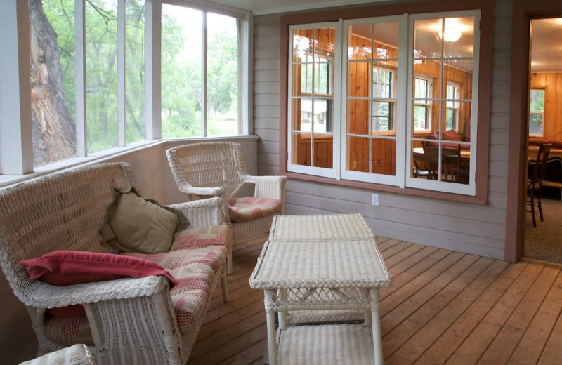 Guest patio at  Sylvan Dale Guest Ranch.