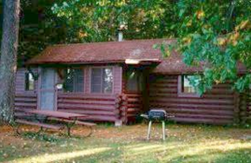 Log cabin exterior at Pine Grove Lodge.