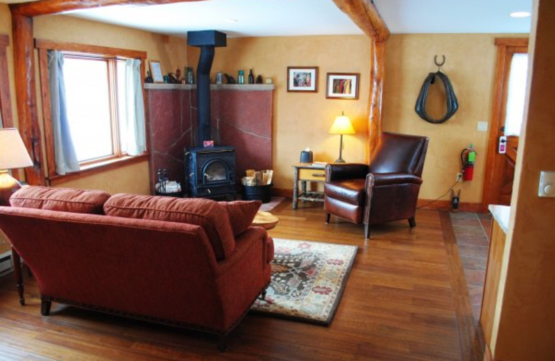 Cabin living room at Vista Verde Ranch.
