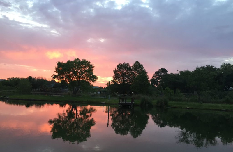 Lake sunset at Treehouse Hideaway on Lake LBJ.