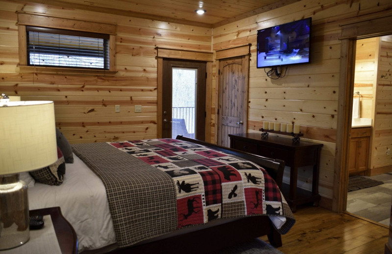 Rental bedroom at White Glove Luxury Cabins.