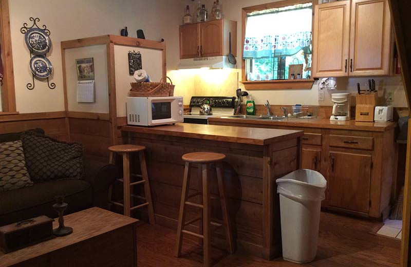 Cabin kitchen at Berry Creek Cabins.