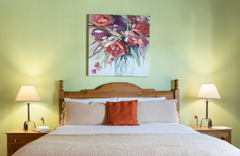 Features include king bed, gas fireplace and walk in shower.