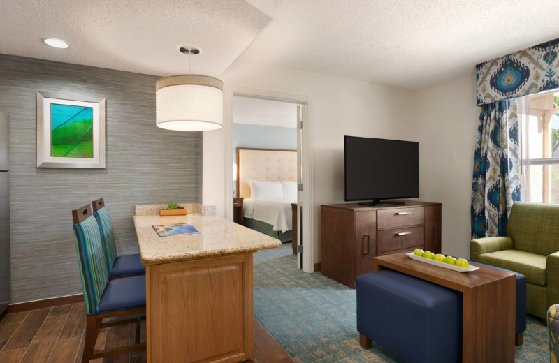 Guest room at Homewood Suites by Hilton Ft. Myers.