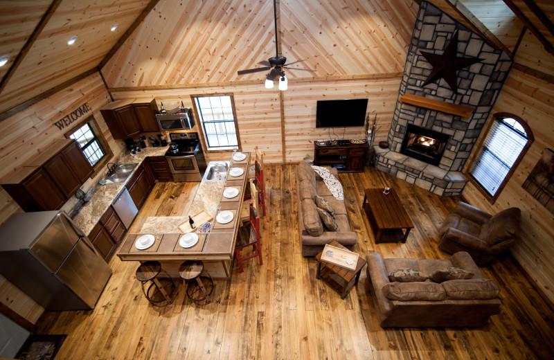 Cabin interior at Kiamichi Country Cabins.