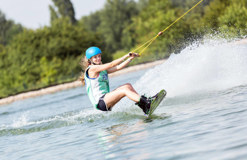 Water skiing at Finger Lakes Premiere Properties.