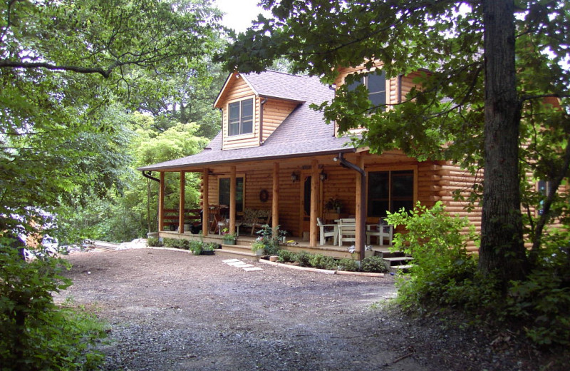 Cabin exterior at Greybeard Rentals.