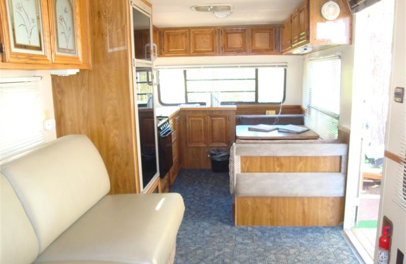 Mobile home interior at Bristlecone Lodge.