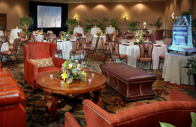 Ballroom set up for a conference reception at Cheyenne Mountain Resort.