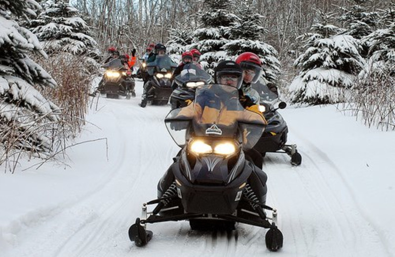 Snowmobiling at Train Bell Resort.