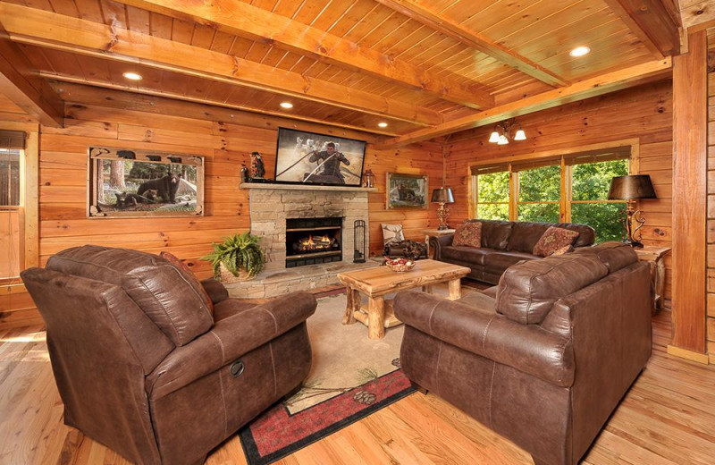 Cabin living room at Outrageous Cabins LLC.