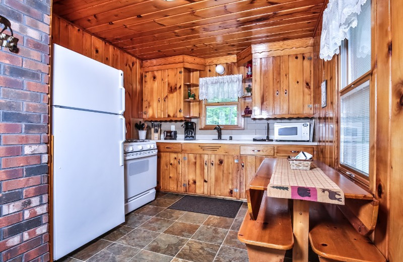 Cabin kitchen at Serenity Bay Resort.